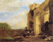 Jan Asselijn Italian Landscape with the Ruins of a Roman Bridge and Aqueduct oil painting picture wholesale